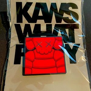 *NWT* Kaws *WHAT A PARTY* (Red) Square Pin BKM
